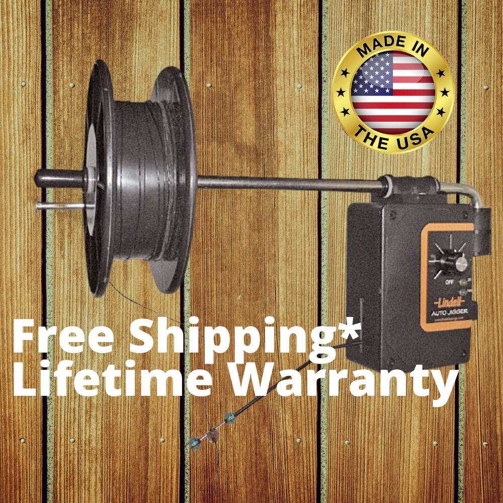 A Lindell Auto Jigger with the words free shipping lifetime warrant.