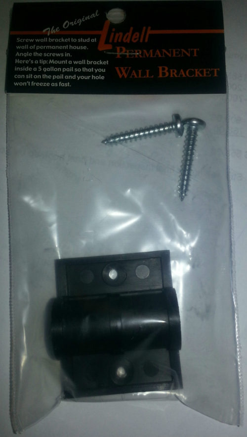 Extra Wall Bracket for Lindell Ice Rig or Rod Holder in packaging with a screw and a bolt.
