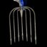An Amish Stainless Steel Fishing Spear 7-tine with a blue ribbon on it.