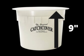 A Catch Cover Sleeves - 9 Inch Black, White - CC04 with an arrow pointing up.