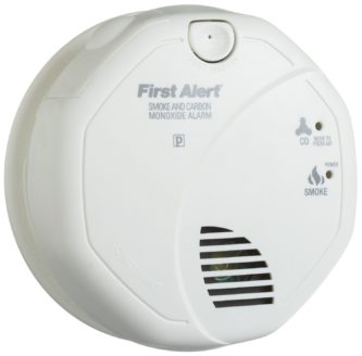 A First Alert Battery Operated Combination Carbon Monoxide/Smoke Alarm on a white background.