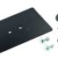 A black metal plate with screws and nuts, OTTER OUTDOORS Universal Rear Sled Receiver Hitch W/Pin 200064 (0403).
