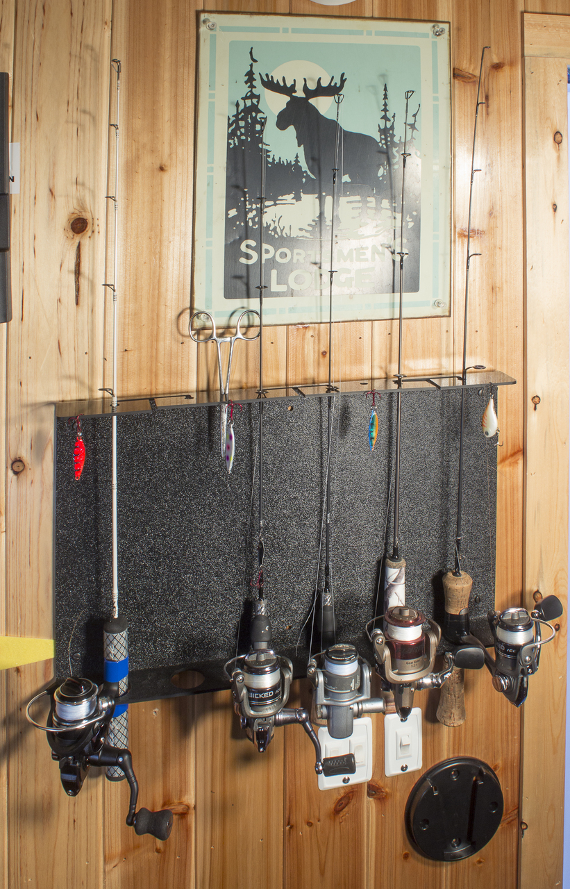 brand new 5-rod horizontal fishing rod holder storage rack