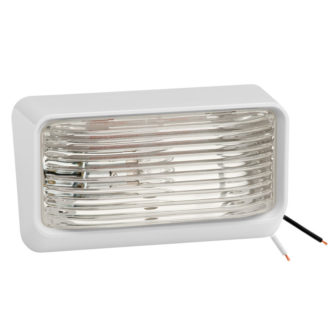 A white light fixture on a white background.