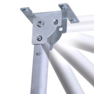 A close up of a Folding Table Leg Non-adjustable 30 1/2" bracket on a white background.