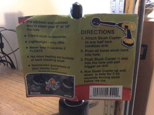 The instructions for the Slush Copter are on the back of a box.