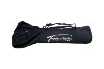 A Trophy Angler Auger Bag with a white logo on it.