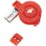 A red Productive Alternative RR100 Rattle Wheel Reel Ceiling Mount with a battery attached to it.