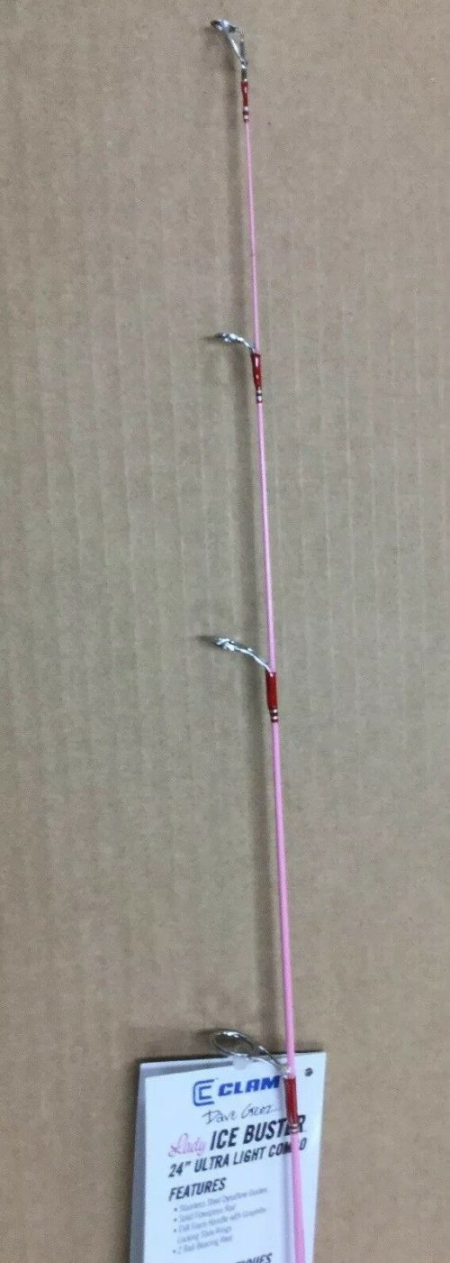 A Clam Lady Ice Buster Ice Fishing Combo 24" 9574 with a pink tag on it.