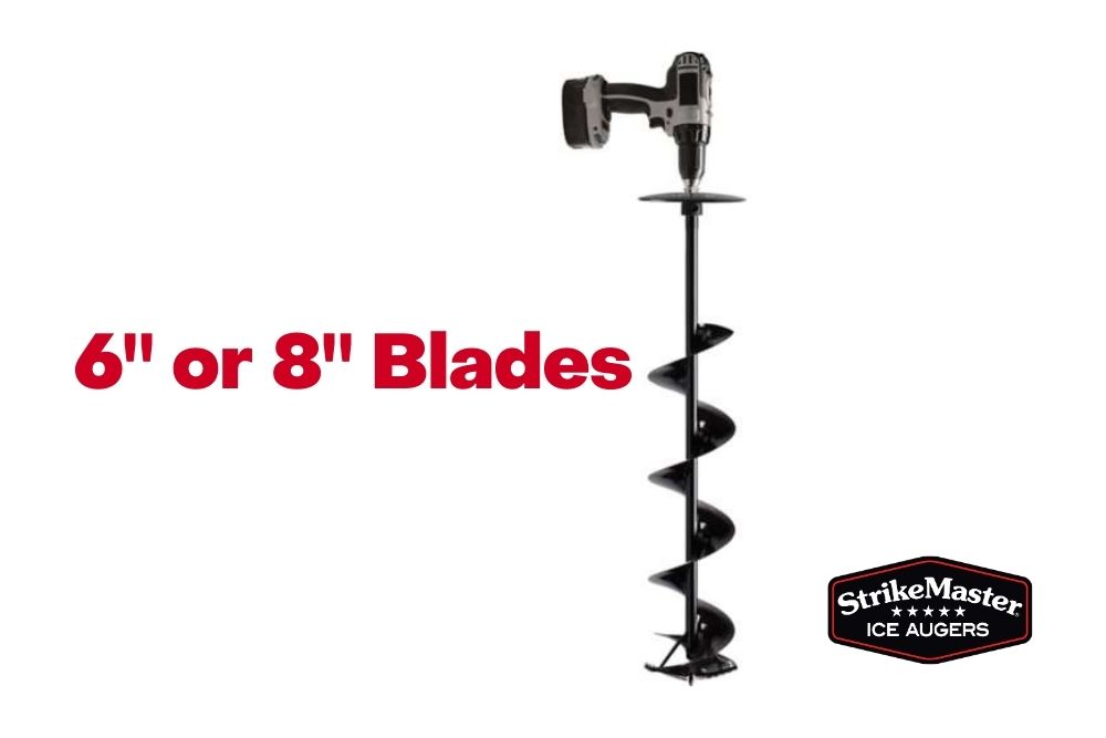 6 or 8 Strikemaster Lite-Flite Lazer Drill Unit blades with a black handle and a white background.