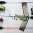 Three HT Neon Ice Combo Assortment fishing rods with different colors on them.