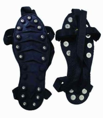 A pair of Eagle Claw Super Cleat Sandals X-Large Size 13+ #ICSCSXL with spikes on them.