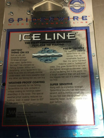 A package of Spiderwire Ice Line, 5lb test 50 yards.