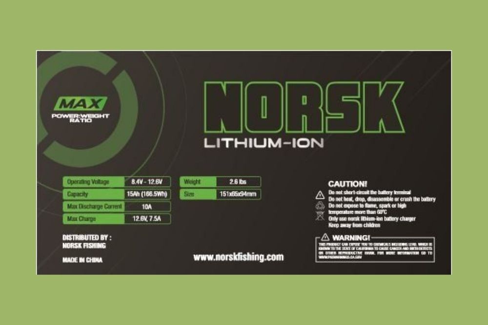 Norsk Lithium FeatherMax 15Ah 12V Lithium Ion Battery 20-020