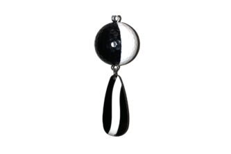 A NCS-025 Northern Crack Spearing Teaser Black and White pendant hanging on a white background.