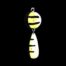A NCS-035 Northern Crack Spearing Teaser Le Le (black, yellow, white) pendant hanging on a black background.