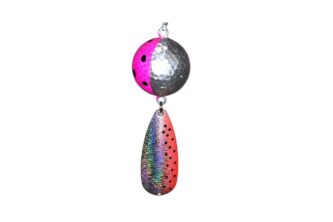A NCS-024 Northern Crack Spearing Teaser Pink and Silver with Black Dots with a pink and purple color.