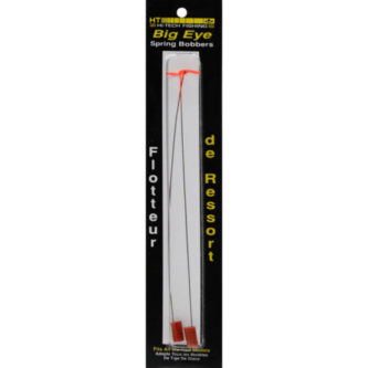 A pair of HT Enterprises Big Eye Spring Bobber Ice Fishing Accessories - Neon in a package.