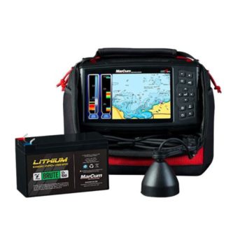 The MarCum® MX-7GPS Lithium Equipped GPS/Sonar System is an advanced fish finder equipped with a lithium battery and charger. It features GPS and sonar capabilities, making it the perfect tool for locating and tracking fish.