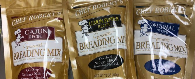 Three bags of Chef Roberts Breading for fish, chicken and vegetables.