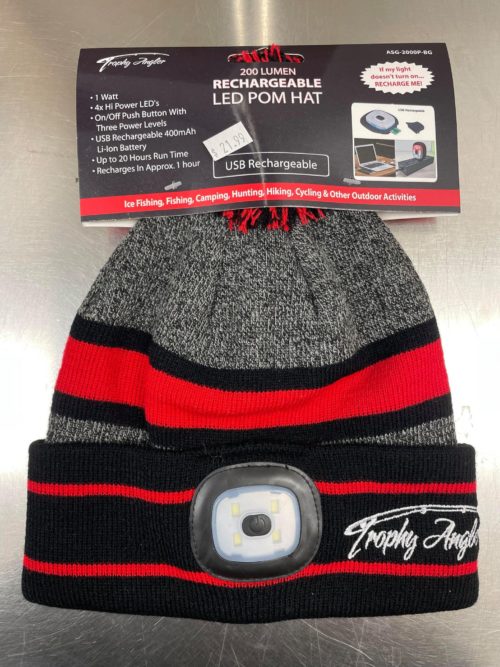A beanie with a led light on it.