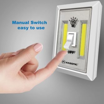 An LED Night Light with the words manual switch easy to use.
