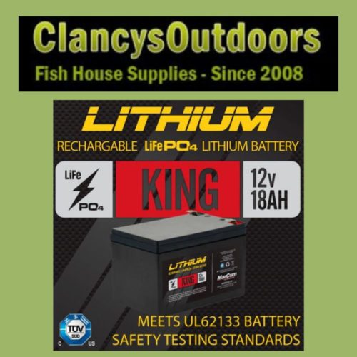 MarCum® Lithium 12V 18AH LifePO4 King Battery and 6 AMP Charger Kit, ice fishing fish finder, all season fish finder, fish finder for summer and winter, ice fishing locators for sale, fish finder ice and boat, ice fishing fish finder near me, best fish finder for summer and winter, fish finder with flasher, ice fishing locator, ice fish house supplies, ice fishing supplies
