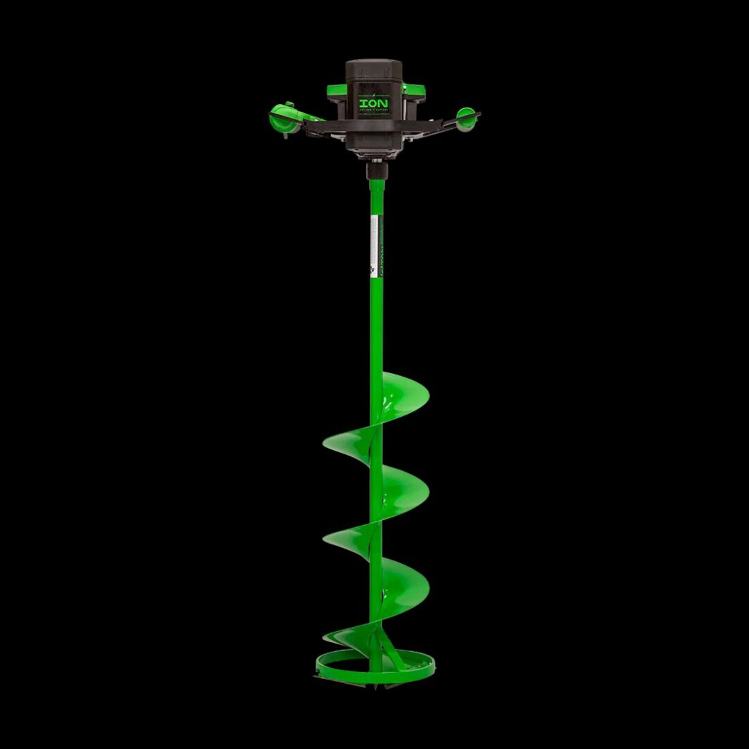 A green machine with a black background.
