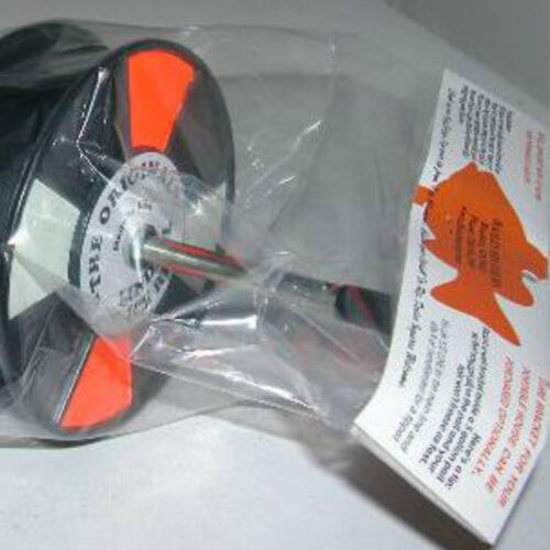 An orange and black Buy Auto Jigger and 3 Lindell Ice Rigs in a plastic bag.