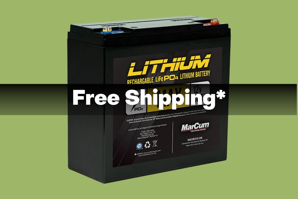 MARCUM LITHIUM 12V 18AH LIFEPO4 King Battery and 6AMP Charger Kit