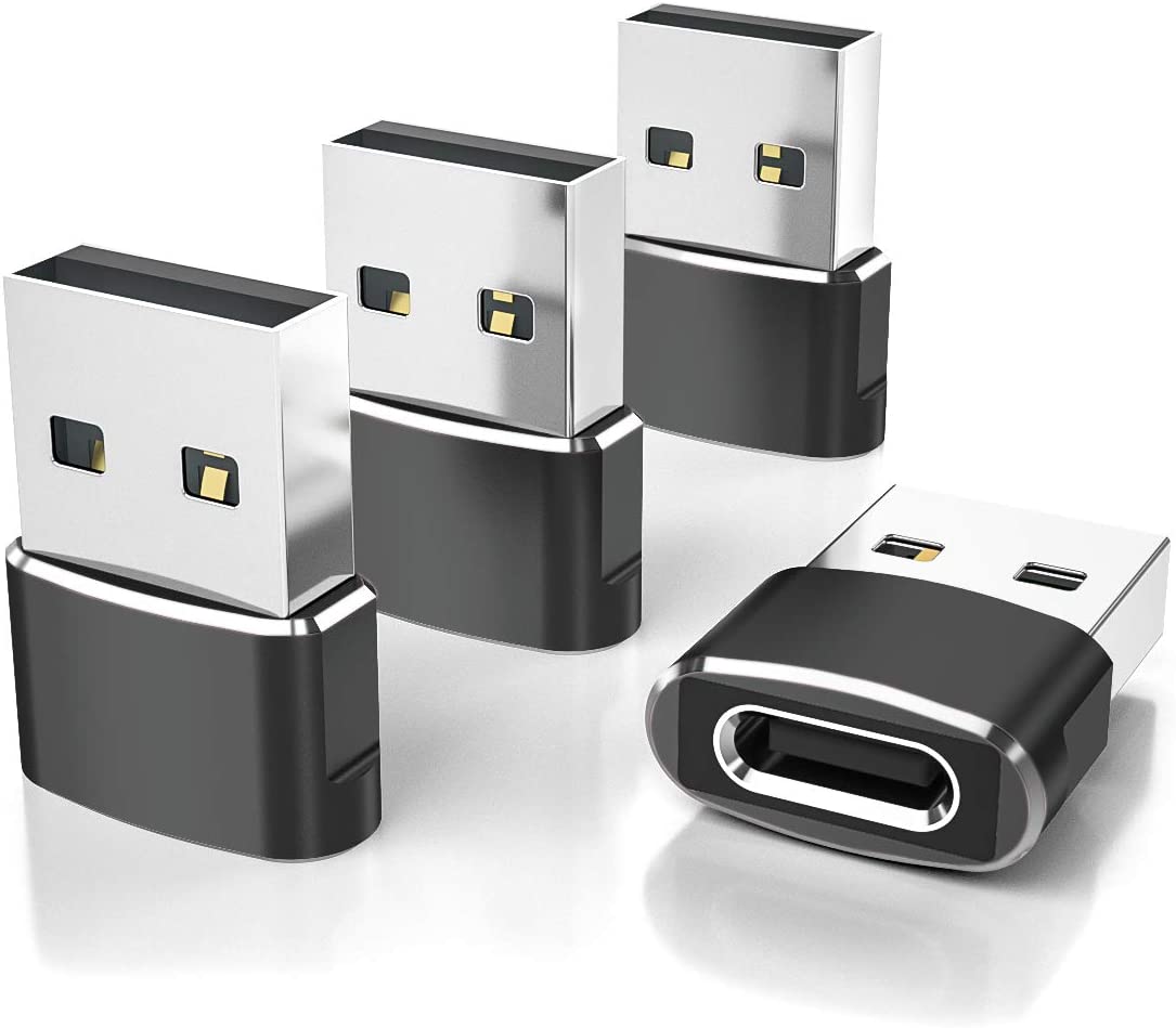 Four Type C Charger Connectors are shown on a white surface.