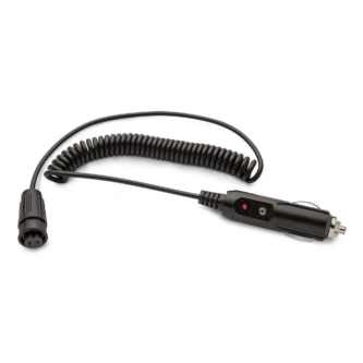 A black Marcum Universal Sonar 12V Power Adapter with a coiled cord.
