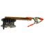 A HT clamp rattle reel with a wooden handle attached to it.