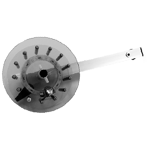 An image of a Northern Lights Rattle Reel with a handle on it.