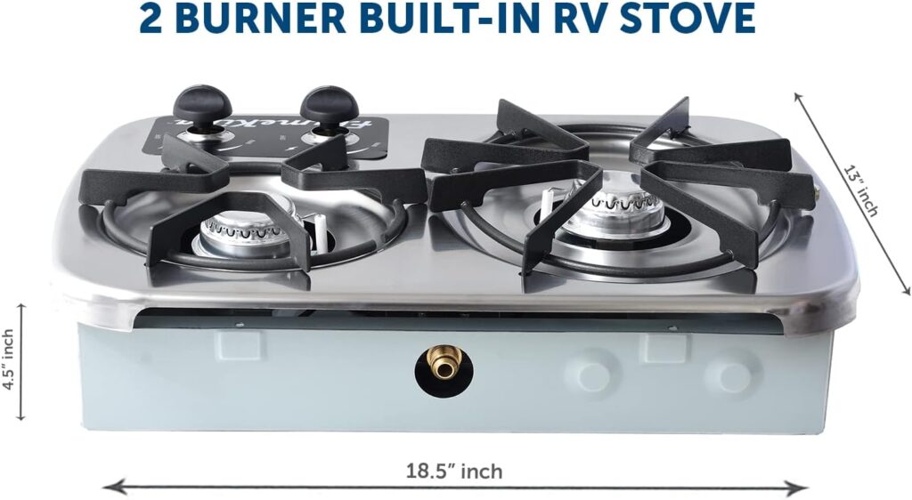 Flame King 2 Burner BuiltIn RV Trailer Stove with Wind Shield Clancy