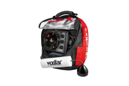 Vexilar FLX28 fish finder in bag.