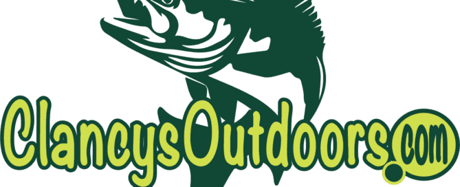 ClancysOutdoors.com logo with fish silhouette.