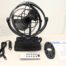 compact black fan with remote and accessories