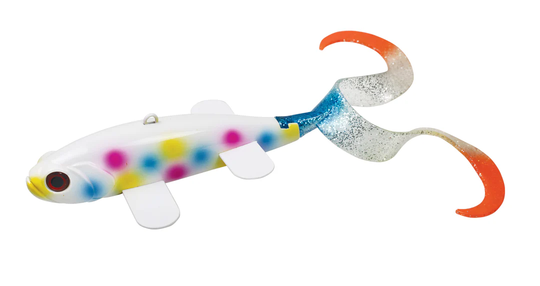 The Pseudo Sucker Spearing Decoy is a new concept in spearing decoys that utilizes a soft plastic tail for added action and realism. The head of the decoy is sculpted to imitate a lifelike sucker and is available in six holographic colors. Available in both single and double tail options, the Pseudo Sucker is the ultimate spearing decoy. Size: Total of 7 inches; 4 inch body and 3 inch tail