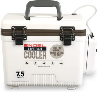 White Engel live bait cooler with handle